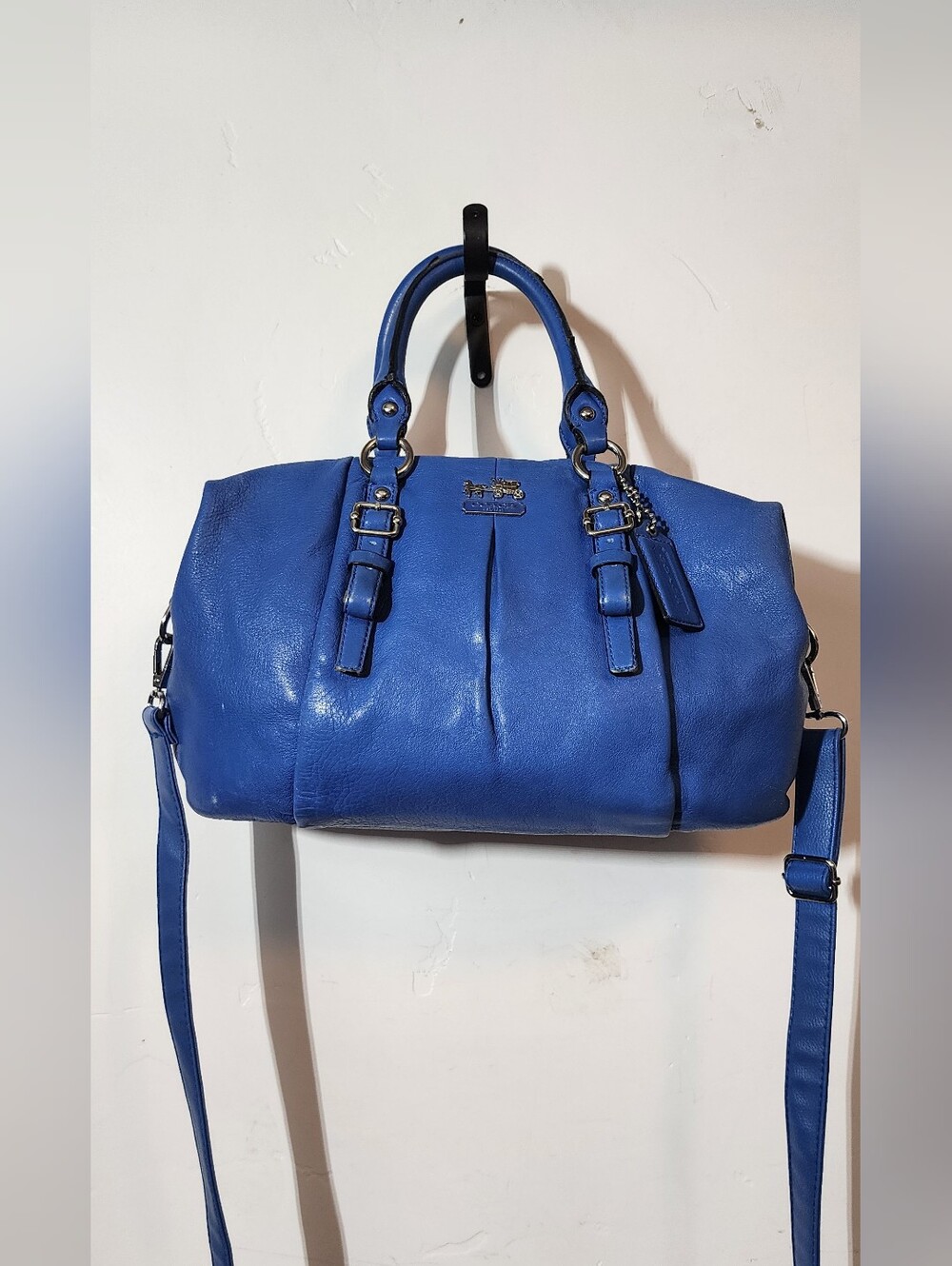 Coach Royal Blue Leather Satchel with Detachable Strap